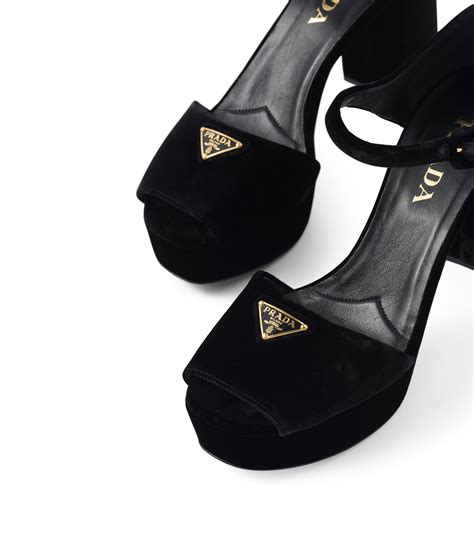 prada velvet platform sandals black|prada plexiglass sandals.